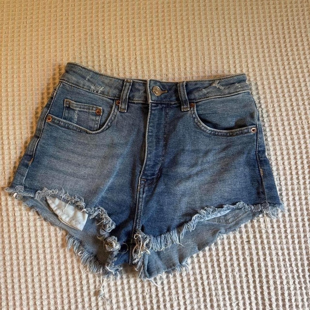 H&M Divided High Waisted Distressed Denim Shorts